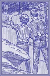 Mart and Trixie spying on Ben...possum hunting.