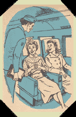 The stewardess introduced herself.
