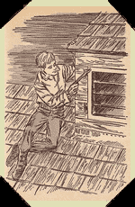 Jim pulled a piece of iron loose from the cupola.